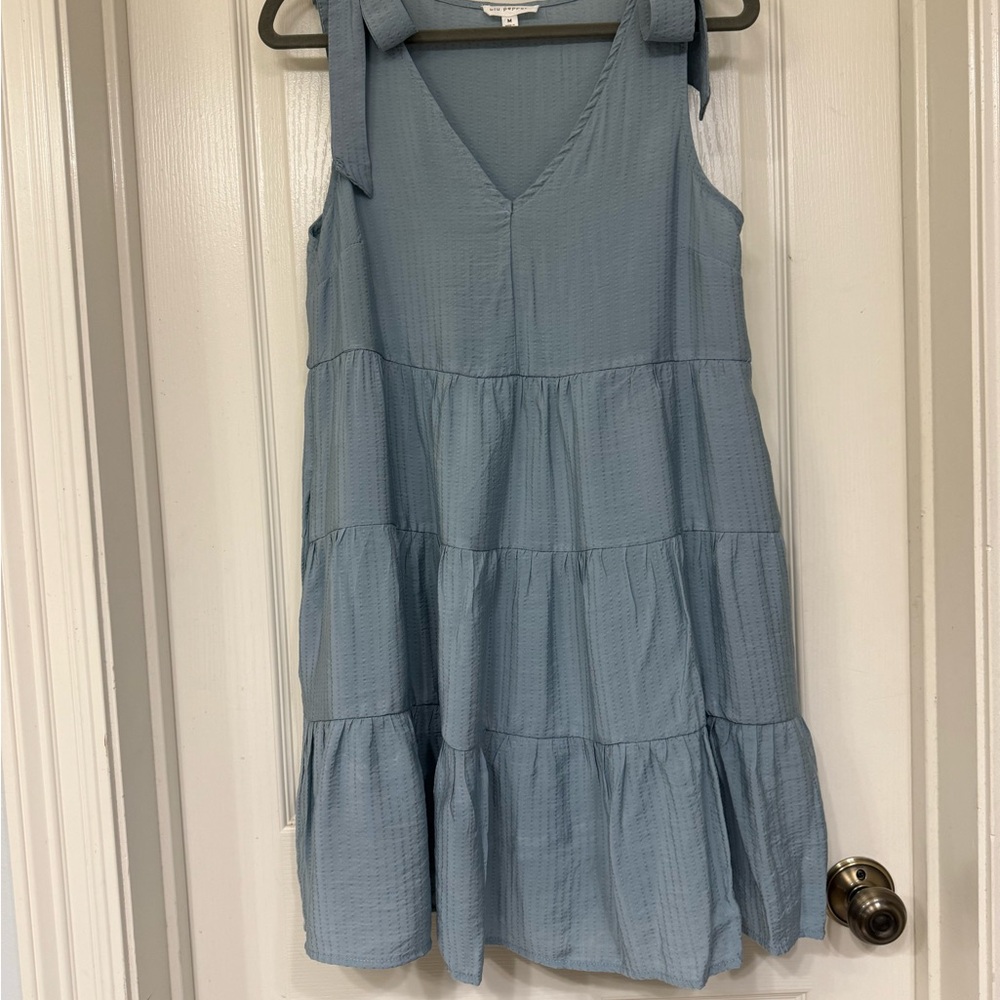 Blu Pepper Light Blue Tiered Midi Dress